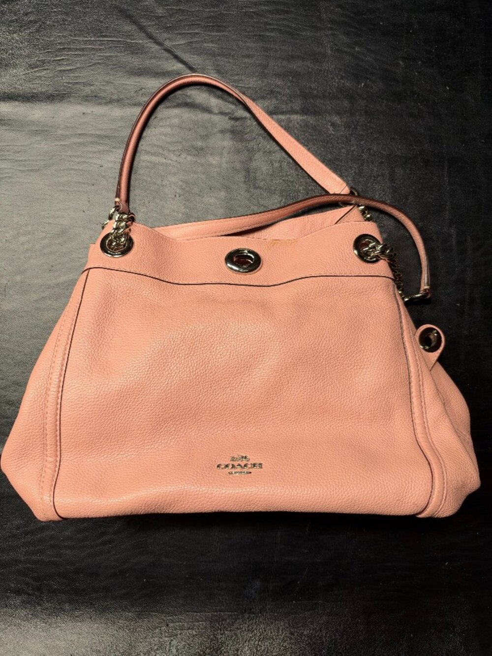 Coach Turnlock Eddie Chain Shoulder Bag - Pink Pebble Leather - 2017